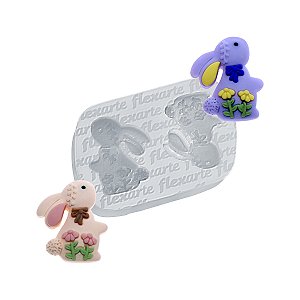 Molde de  Silicone 59 Dupla de Coelhos Marilyn Peq, 2,8cm