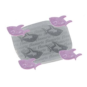 Molde de  Silicone 595 - Quarteto de Mini Tubarões