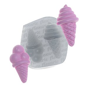 Molde de  Silicone 727 - Dupla de Sorvetes Médios