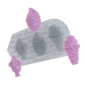 Molde de  Silicone 728 - Trio de Sorvetes Pequenos