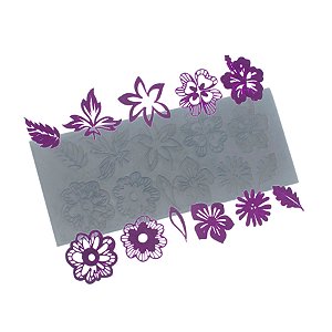 Molde de  Silicone 756 - Renda de Flores Pequenas