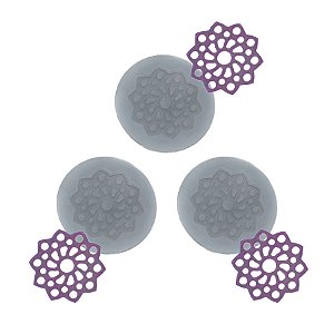 Molde de  Silicone 769 - Trio de Mini Rendas Rowena Redonda