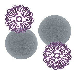Molde de  Silicone 772 - Dupla de Mini Rendas Kristen Redonda