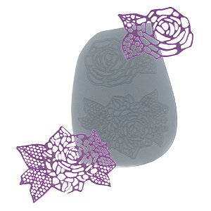 Molde de  Silicone 775 - Rendas Mini Rosa & Florais Mini