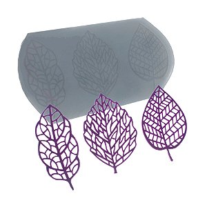 Molde de  Silicone 777 - Trio de Rendas de Folhas Pequenas