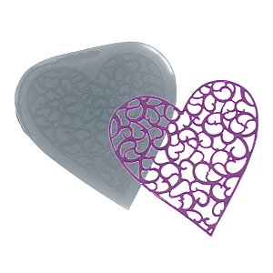 Molde de  Silicone 779 - Renda de Coração de Arabescos Médio