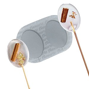 Molde de  Silicone 785 - Dupla de Pirulito / Mexedor Oval peq -  3x4 cm