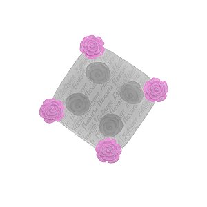 Molde de  Silicone 872 - Quarteto Rosinhas Lakisha Flor EB