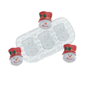 Molde de  Silicone 888 - Trio de Bonecos de Neve - Natal