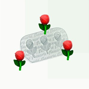 Molde de  Silicone 898 - Trio de Rosinhas Madelyn