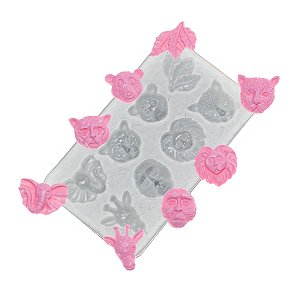 Molde de  Silicone 90000  Safari c 8 Bichos Animais Flexarte