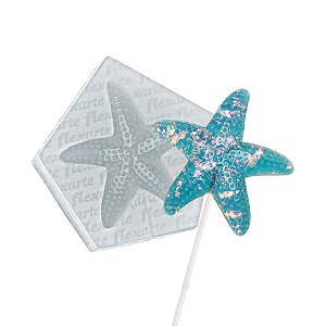 Molde de  Silicone 914 - Pirulito Estrela do Mar 5cm - Fundo do Mar