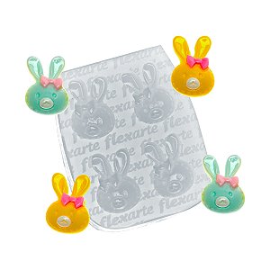 Molde de  Silicone 930 - Quarteto de Coelhos de Páscoa c/ Laço