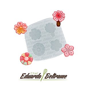 Molde de  Silicone 936 - Quarteto de Florzinhas Blanche Variadas - EB
