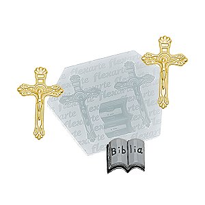 Molde de  Silicone 948 - Par de Cruzes Médias + Bíblia