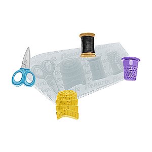 Molde de  Silicone 953 - Kit de Costura Tesoura + Linha + Dedal + Fita Métrica