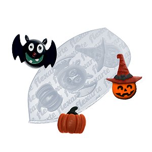 Molde de  Silicone 977 - Halloween Kit 04 - Morcego + Abóboras