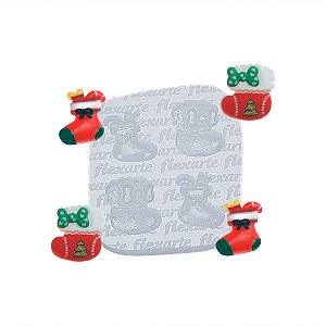 Molde de  Silicone 990 - Natal 5 - Dois Pares de Botinhas de Natal