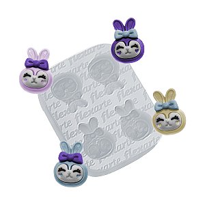 Molde de  Silicone 995 - Quarteto de Cabeça de Coelho c/ Laço 2cm