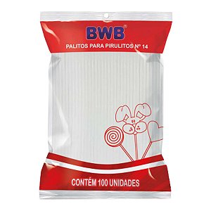 Palito p Pirulito Cristal M - 14cm - 100pçs Bwb - Flexarte