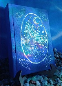 Caderno A6 de couro azul (variação 2)