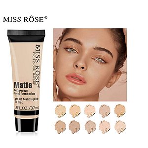 Base Líquida Alta Cobertura Efeito Matte - Miss Rôse