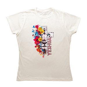 Baby Look Feminina Leão Yeshua Algodão Premium com Strass