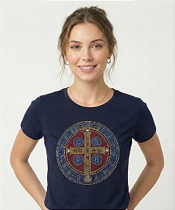 BabyLook Feminina Medalha De São Bento Luxo Algodão