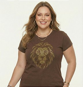 T-Shirt Pluis Size Feminina Leão Judá Algodão