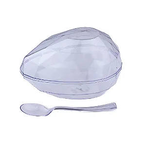 Ovo Acrílico Diamante 350g com Colher Transparente BLUESTAR