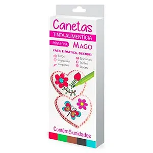 Caneta para Decorar Alimentos 5 Cores MAGO