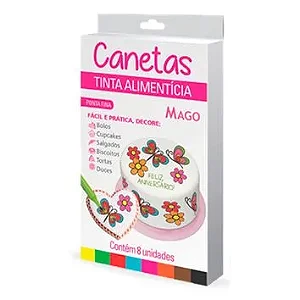Caneta para Decorar Alimentos 8 Cores Mago