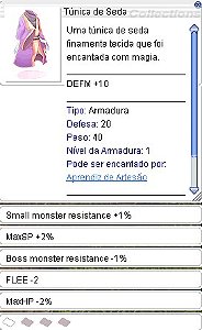Túnica de Seda (1) Resistência Pequenos +1%