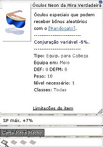 Óculos Neon da Mira Verdadeira