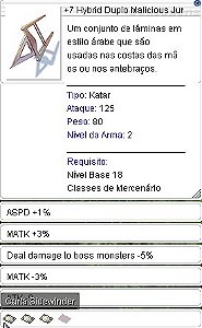 +7 Hybrid Duplo Malicius Jur Sidewinder +2x Hunter Fly ASPD+1%