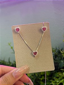 Conjunto Coração Rosa