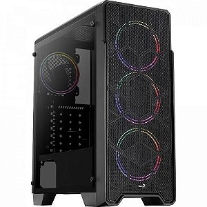Gabinete Gamer Aerocool Ore Saturn Preto RGB Lat. Acrílico