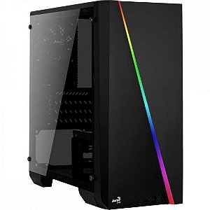 Gabinete Gamer Aerocool Mini Cylon Preto RGB Lat. Acrílico