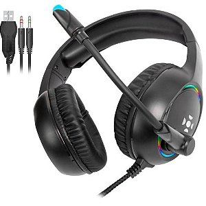 Headset Gamer Fortrek Holt P2 + USB RGB Preto