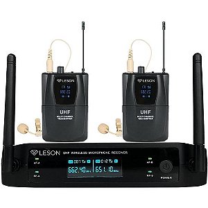 Sistema de Microfone Duplo Sem Fio Leson LS962 Preto