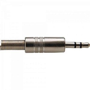 Kit 50 Plug P2 Conector Macho Estéreo de Metal Com Mola