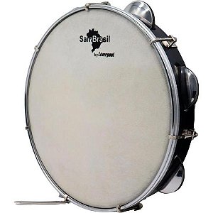 Pandeiro 10” Premium Pele Branca SamBrasil Liverpool Preto