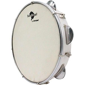 Pandeiro 10” Premium Pele Branca SamBrasil Liverpool Branco