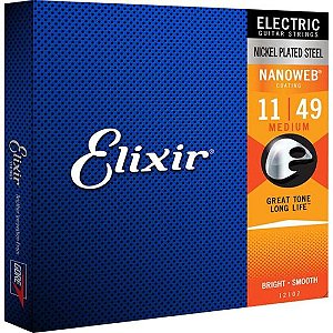Encordoamento Para Guitarra .011 Medium Nanoweb Elixir