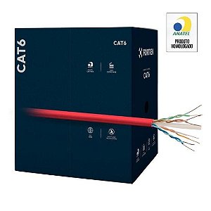 Cabo de Rede CAT6 Fortrek 100% Cobre Vermelho Cx 305m