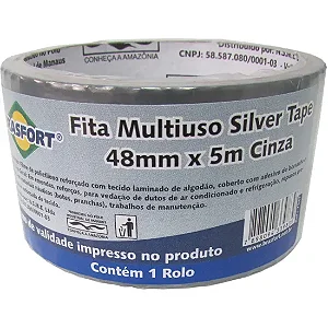 Fita Multiuso 48mm x 5m Silver Tape Cinza Brasfort