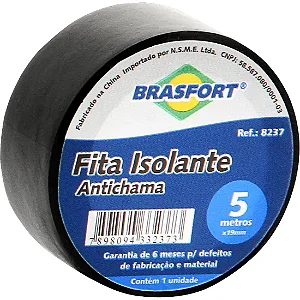 Fita Isolante Antichama 19mmx5m Preta Brasfort