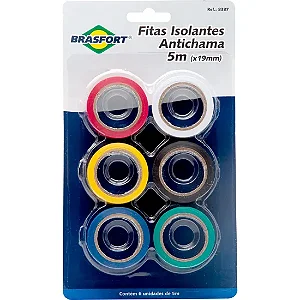 Fita Isolante Antichama Colors 5MT Com 6 Rolos Brasfort