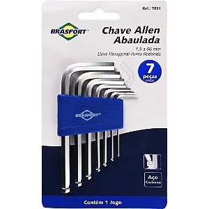 Kit de Chaves Hexagonais Abaula Com 7 Peças de 1.5 a 6mm Brasfort