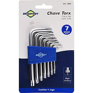 Kit de Chaves Hexalobular Com 7 Peças T10 a T40 Brasfort